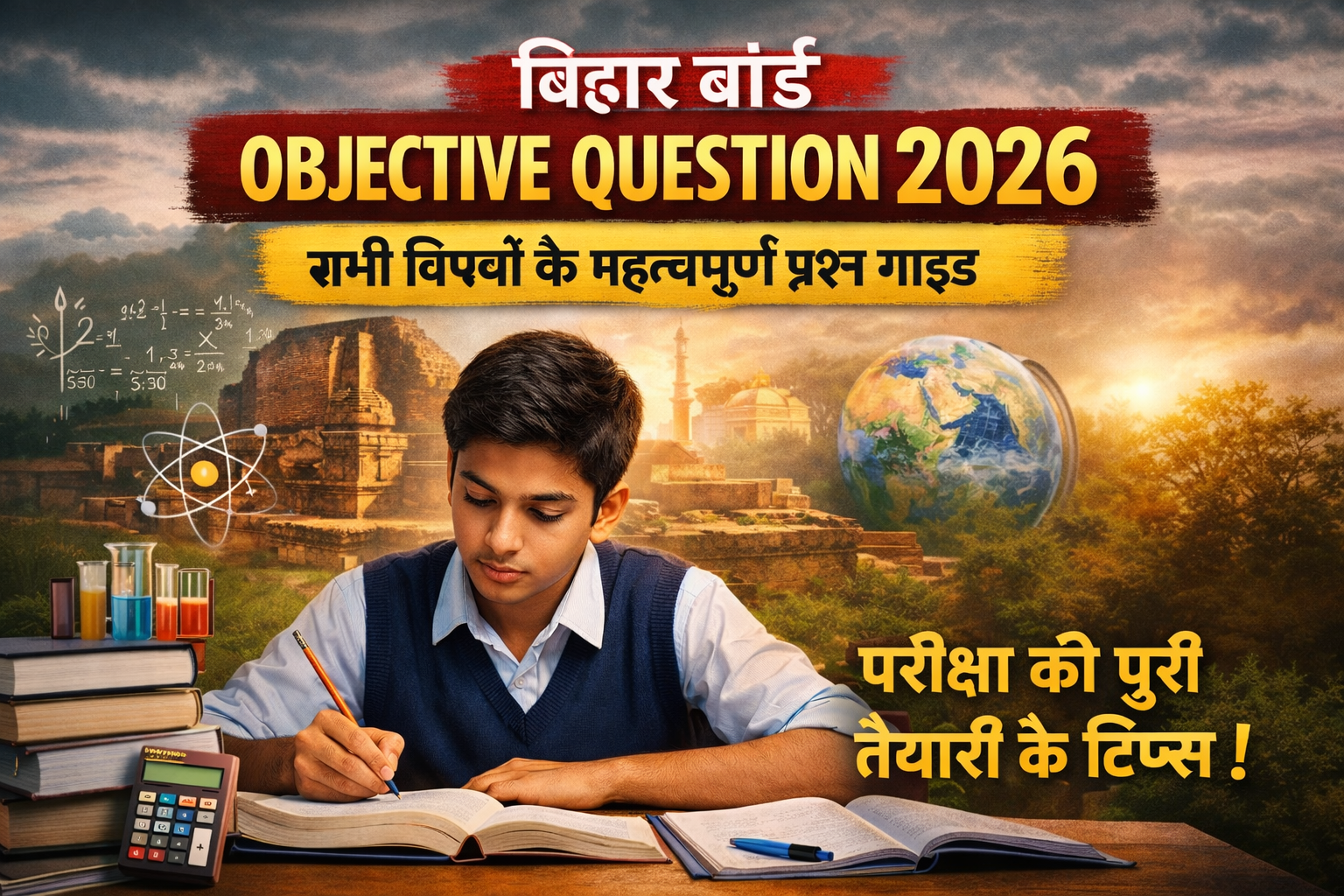 Bihar Board 2026 exam students solving objective questions on OMR sheet in classroom setting.