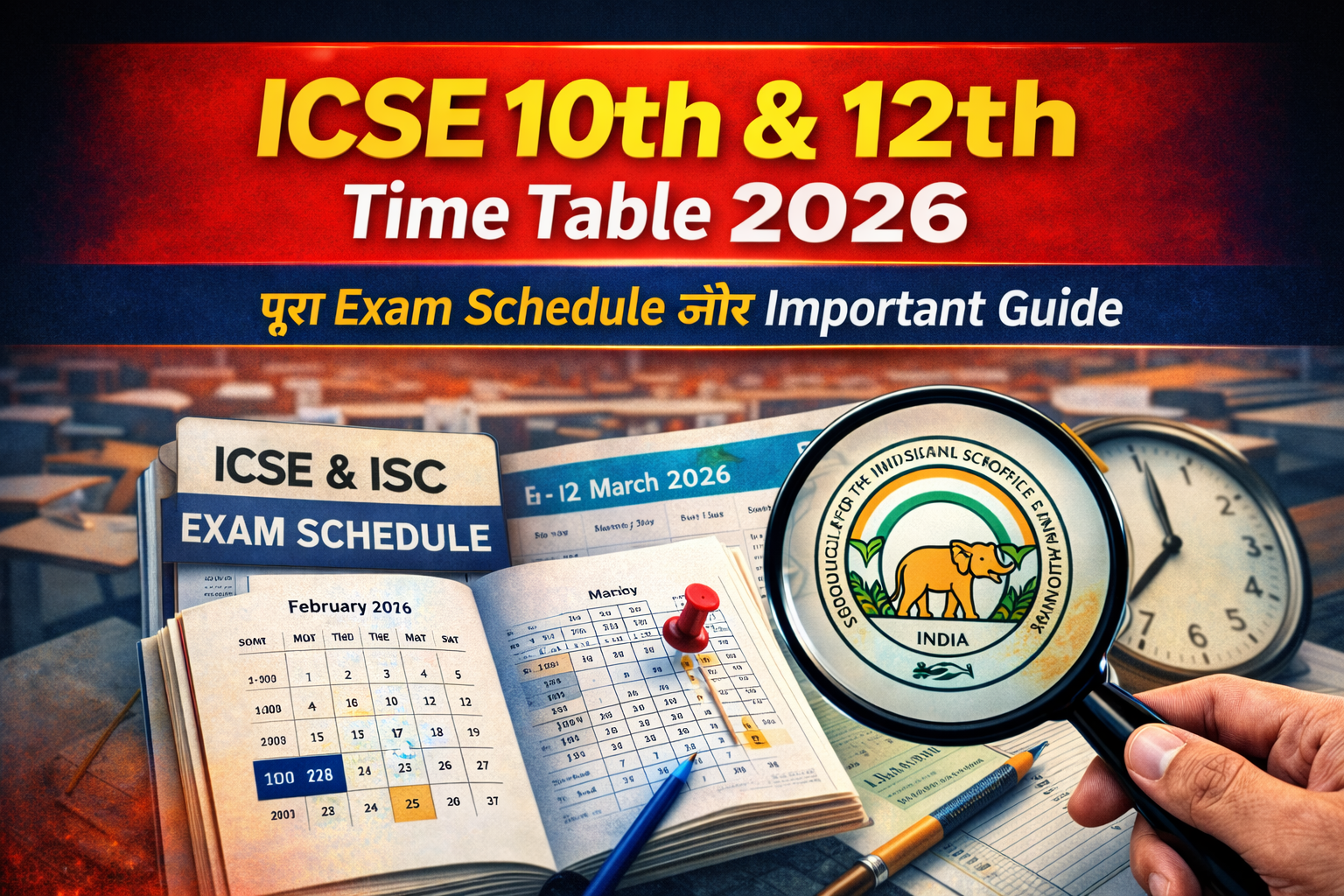 ICSE 10th & 12th Time Table 2026