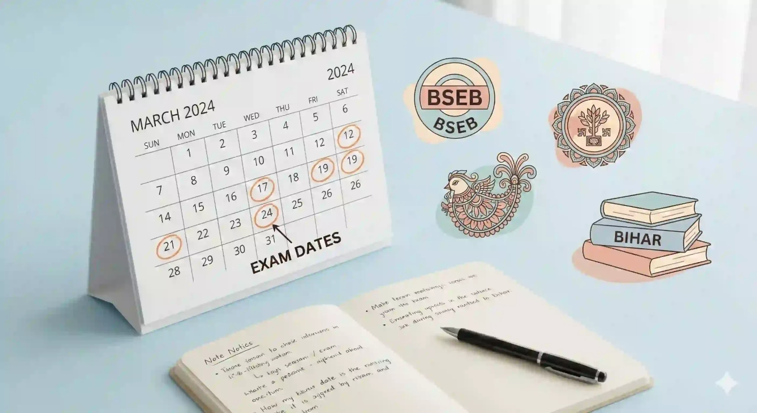 Bihar Board 12th Exam 2026 time table with calendar and study materials