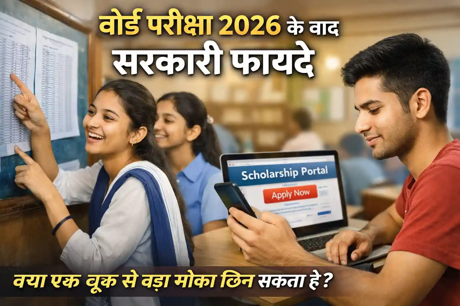 बोर्ड परीक्षा 2026 के बाद छात्रों को मिलने वाले सरकारी फायदे, छात्रवृत्ति और जरूरी जानकारी, ताकि कोई मौका हाथ से न छूटे।