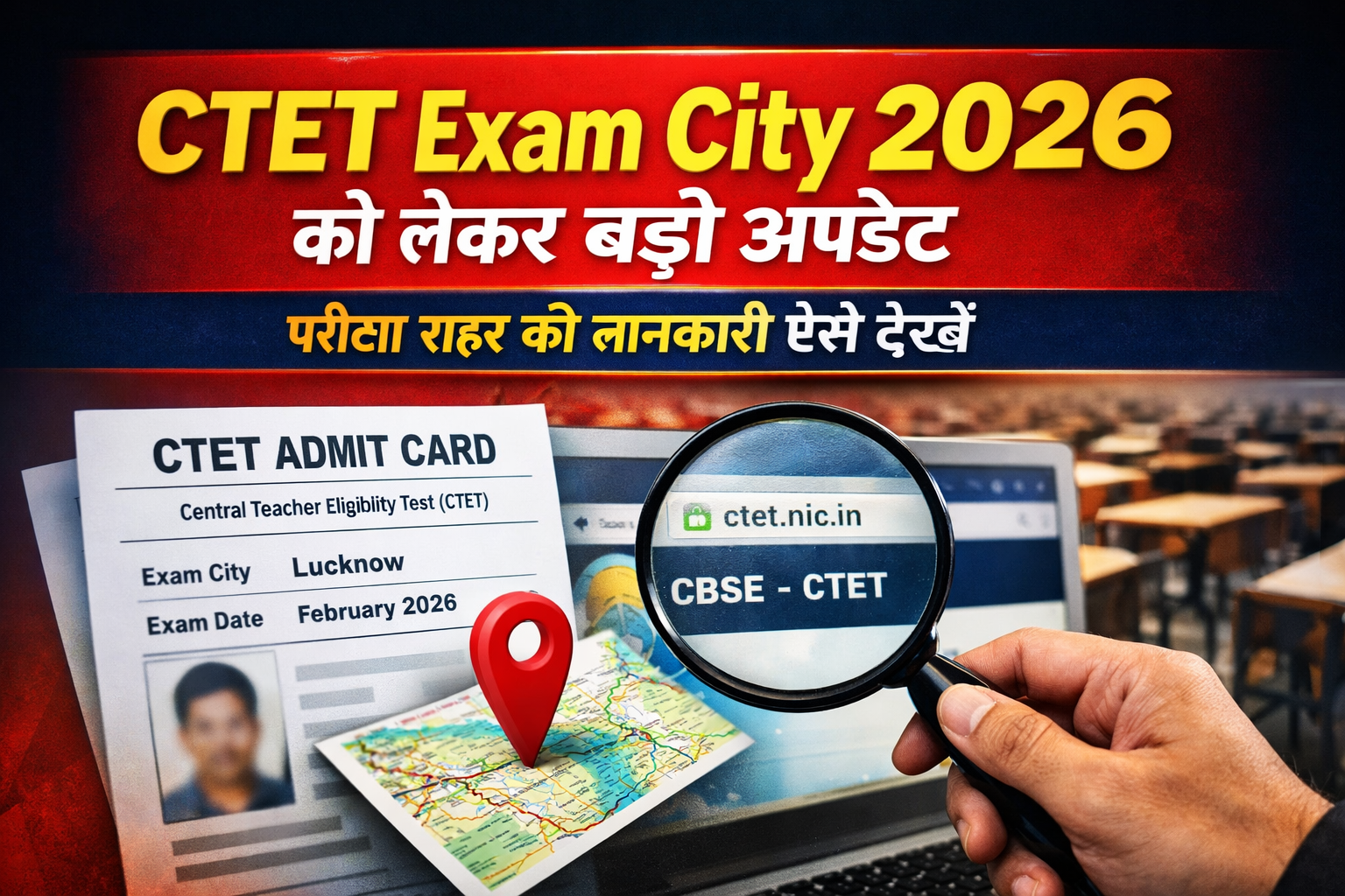 CTET Exam City 2026 की बड़ी अपडेट, परीक्षा शहर की जानकारी चेक करते हुए उम्मीदवार, CBSE CTET ऑफिशियल वेबसाइट